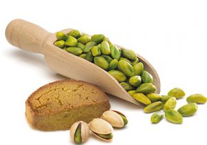 Kaal and green pistachio kernel shopping center
