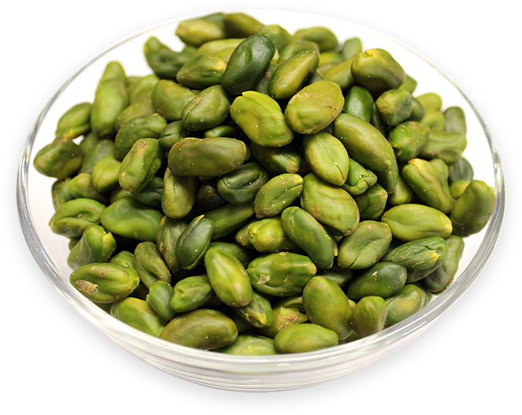 Double-skinned green pistachio kernels in China