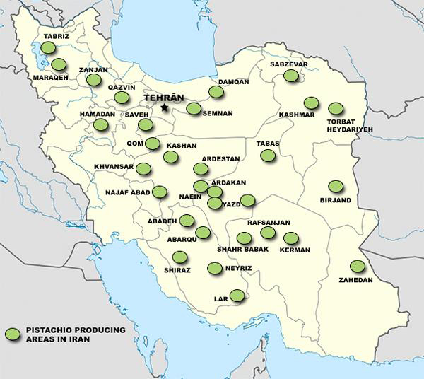 Cities producing pistachios in Iran